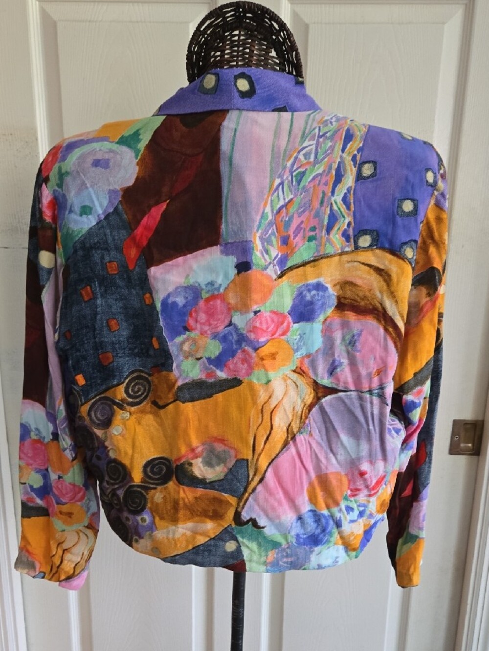 Carole Little Multicolor Abstract Blazer with Purple Accents-Size 12 - Picture 6 of 10